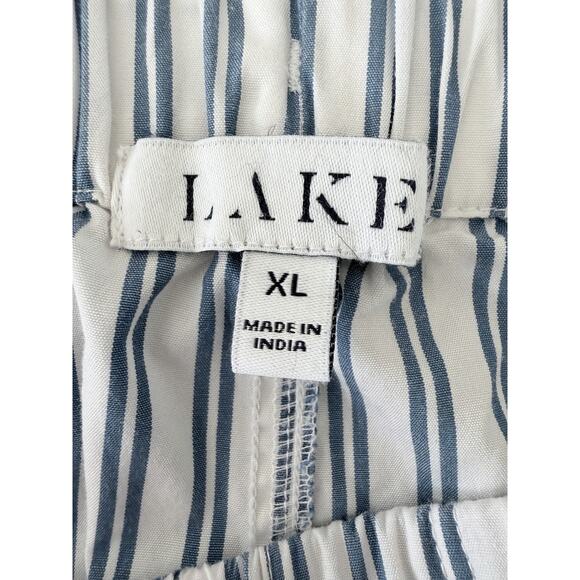 LAKE Pajamas Cotton Striped Set Women’s XL Blue White Classic Poplin - Picture 10 of 10